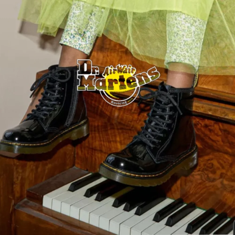 DR MARTENS | Black Patent Leather Lace Up Boot Junior 1460 Punky School Summer